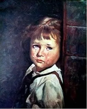 cuadro niña llorando