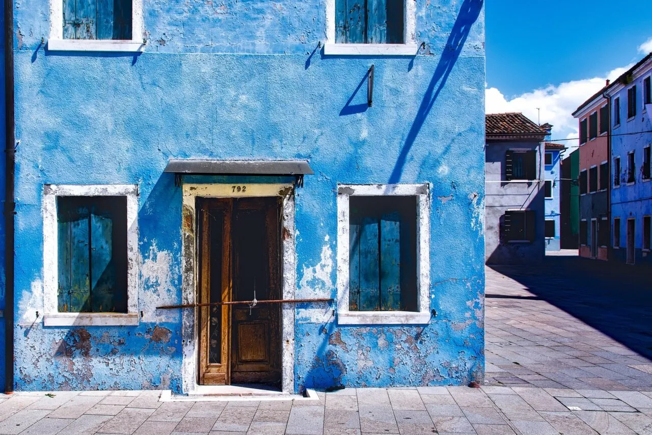 abandoned alley architecture blue